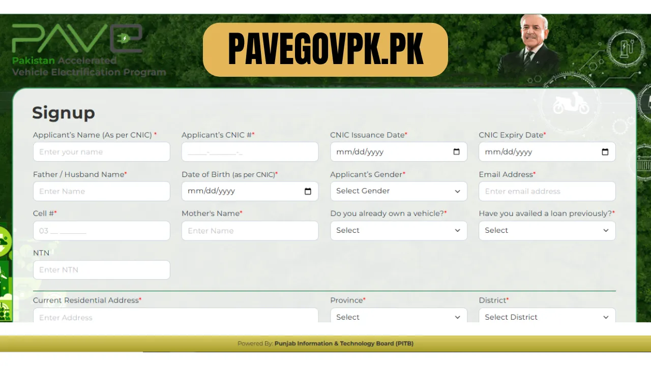 How to Sighn Up For Pakistan Accelerated Vehicle Electrification Program (pave.gov.pk)